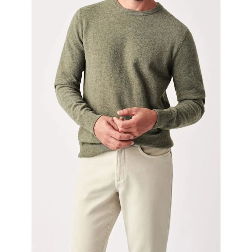 Faherty Jackson Crew Sweater Olive Heather M Cabincore Sustainable Preppy